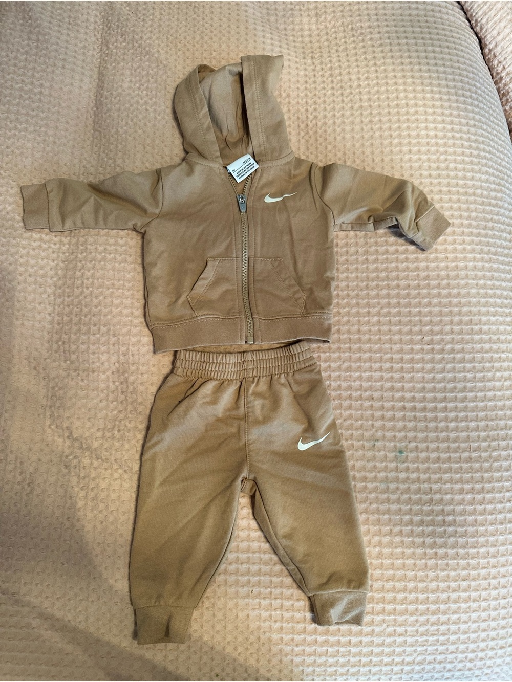 Nike Toddler Hoodie & Jogger Set in Brown with White Swoosh